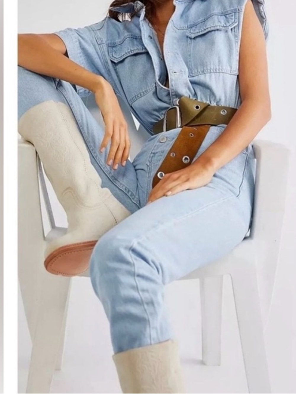 Free People We The Free Marci Jumpsuit in Clear Skies Size XS - Picture 4 of 16